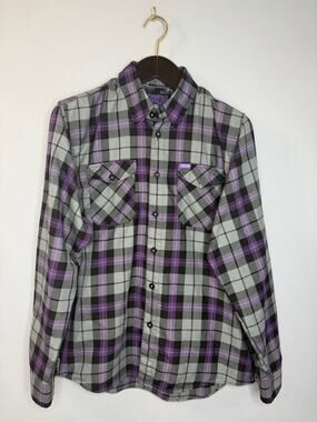 Dixxon Men"s Amethyst Purple Plaid Flannel Shirt Long Sleeve Sz L